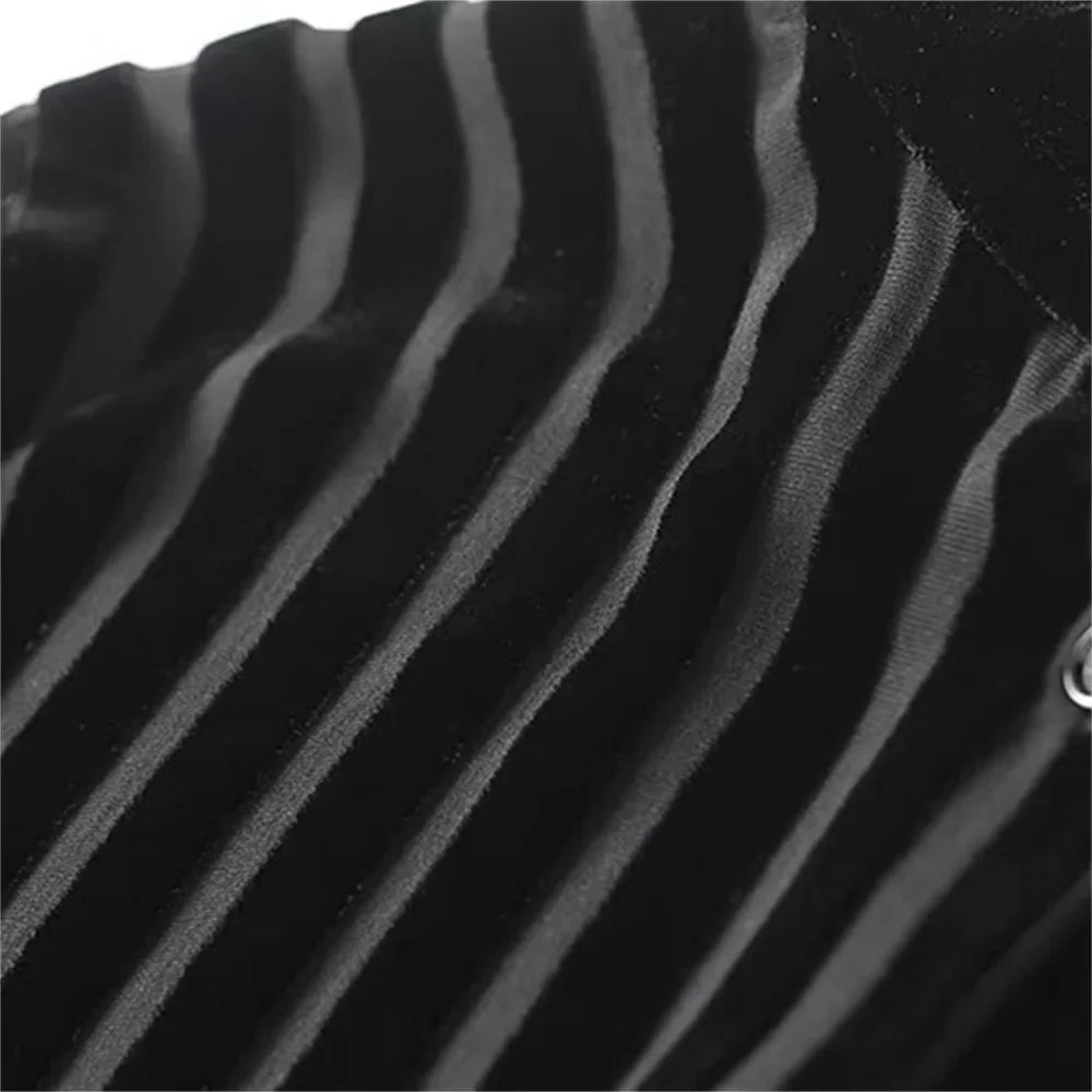 Versatile Black Blended Velvet Shirt for Women Slimming Three-Dimensional Design Business Casual and Leisure Fashion Top