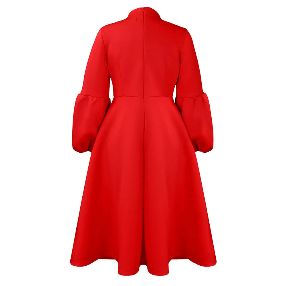 Elegant A Line Midi Dress With Bow Collar For Party