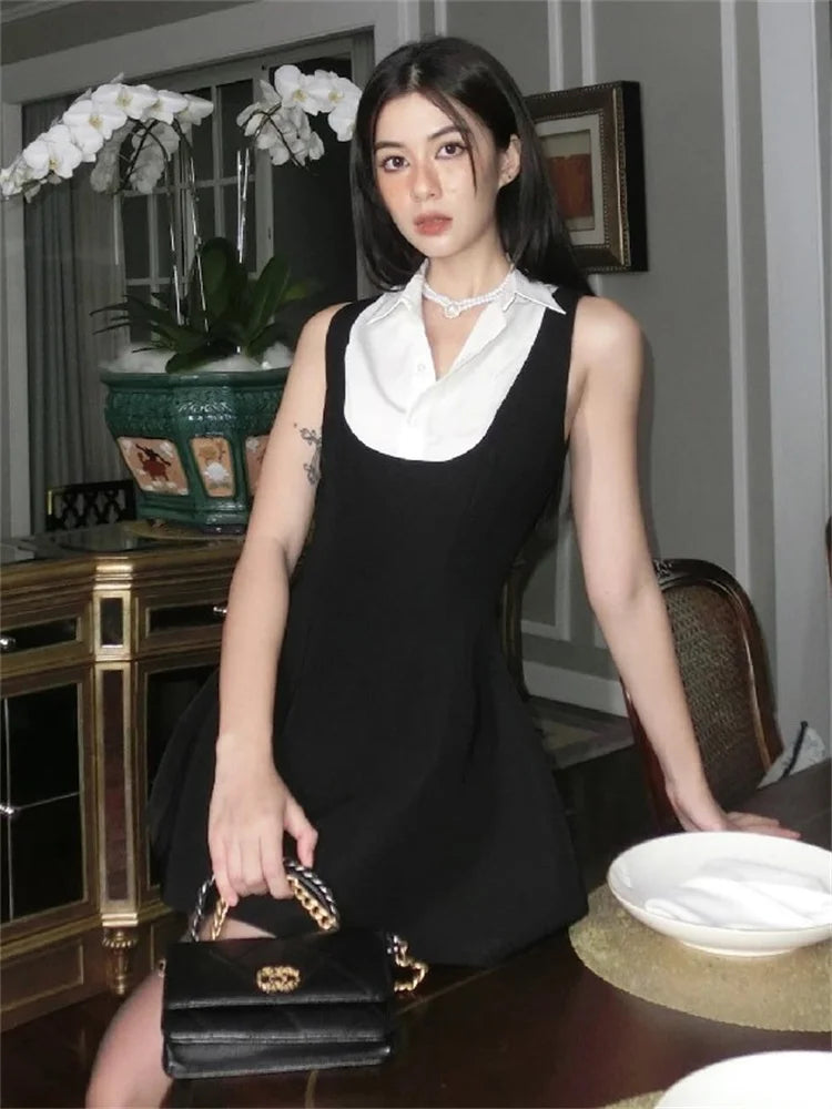 Y2K Sleeveless Mini Dress Slim A Line Summer Style