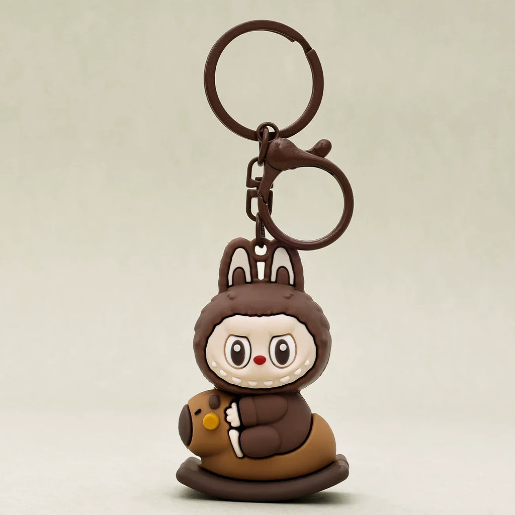 Kawaii Labubu Doll Keychain Cute PVC Pendant Toy Phone Bag Charm Car Accessories