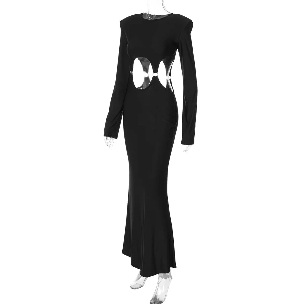 Women's Long Sleeve Backless Y2K Bodycon Maxi Dress