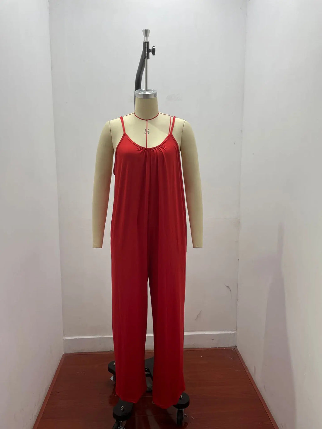 Women's Summer Strap Jumpsuit with Solid Color Design and Convenient Side Pockets Casual Lightweight Romper