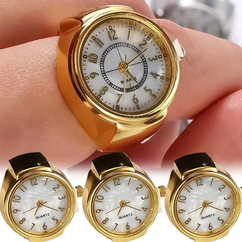Fashion Ring Watch Unisex Quartz Jewelry with Clear Numbers Ideal Gift for Couples