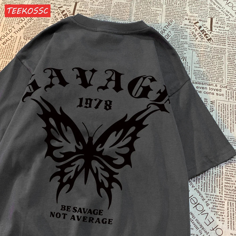 Casual Cotton Summer T-Shirts for Women with Butterfly Print and Oversized Fit in Various Colors