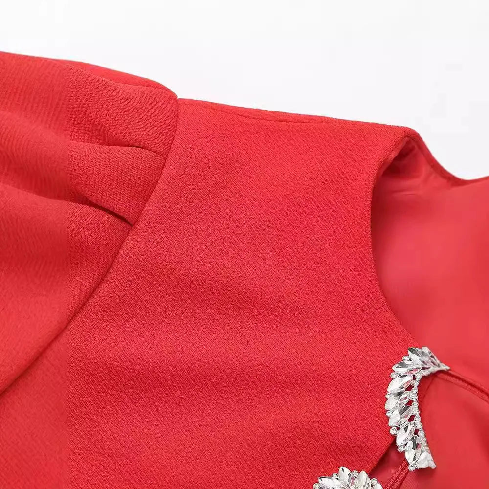 Elegant Red Bowknot A Line Mini Dress For Party Evening