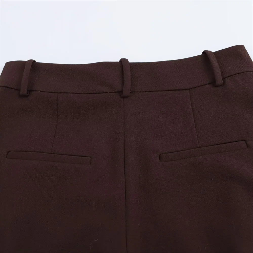 Classic Women's Suit Set Dark Brown Blazer and Tailored Trousers