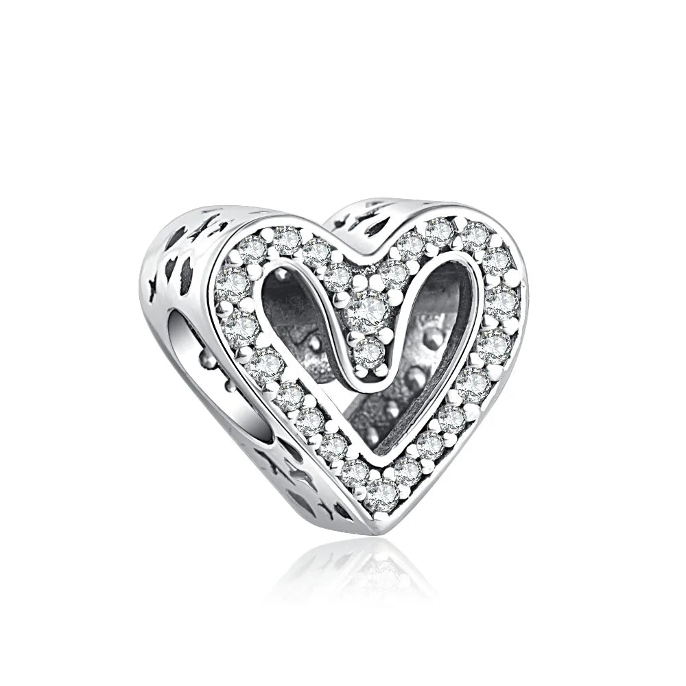 Heart and Angel Charms for 3mm Bracelets - 925 Silver DIY Jewelry Accessories for Women