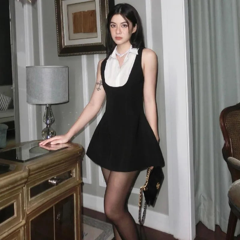 Y2K Sleeveless Mini Dress Slim A Line Summer Style