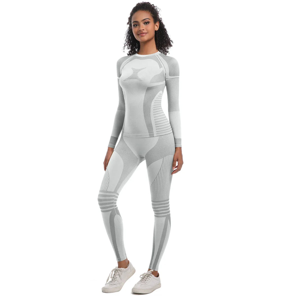 Women Thermal Skiwear Set Yoga and Fitness Workout Suit for Skiing Snowboarding Running and Exercise