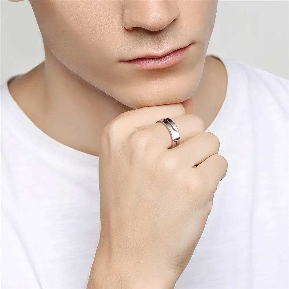 Simple Stainless Steel Couple Ring for Men Women Casual Engagement Jewelry Gift