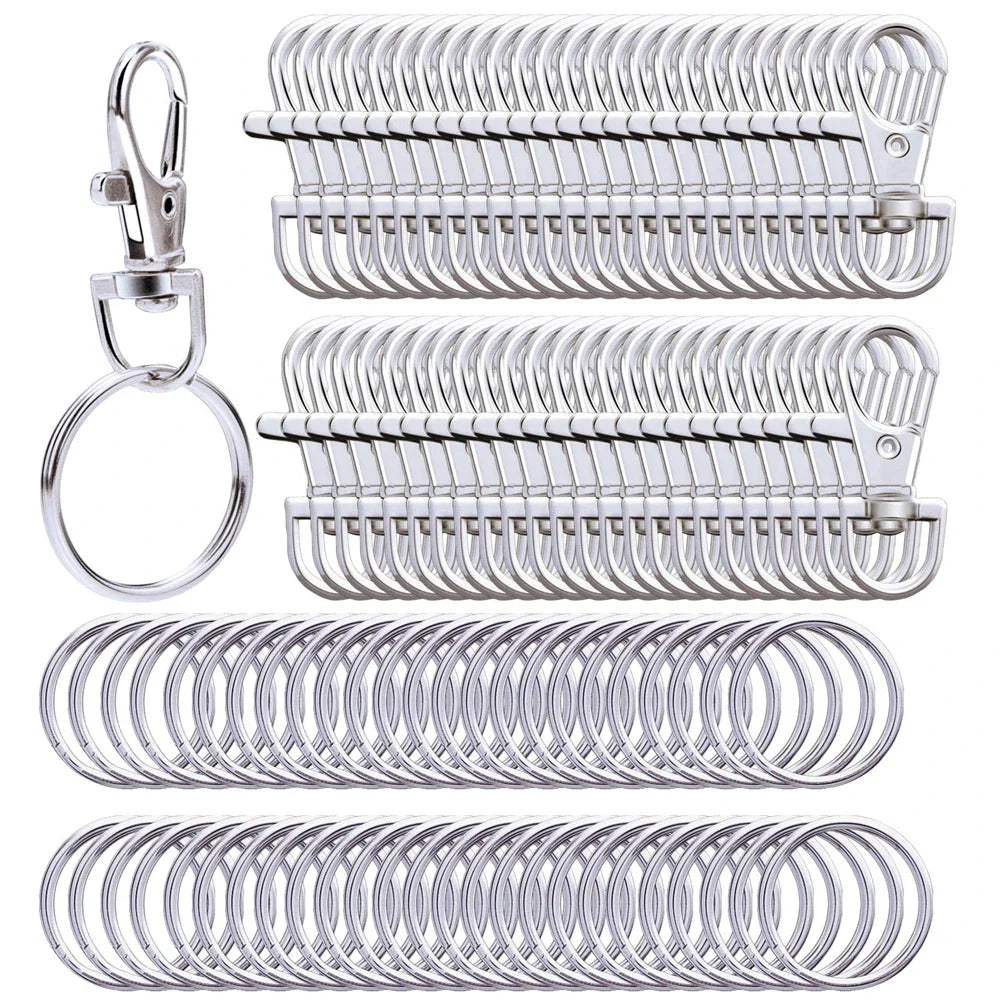30 Pieces Metal Swivel Keychain Hooks with Split Key Rings for DIY Keychain Making