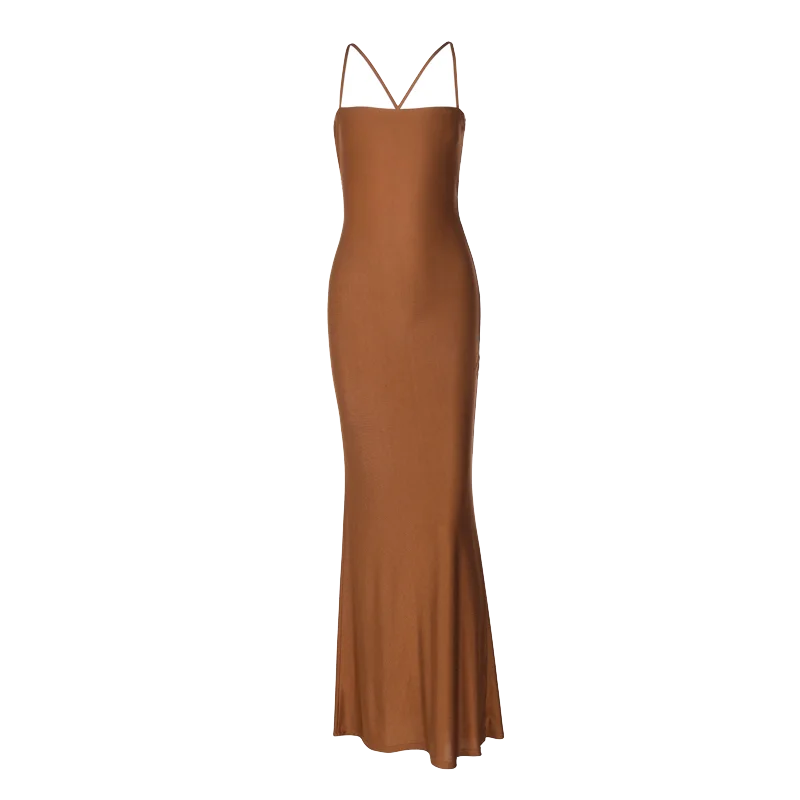 Backless Bandage Maxi Dress Solid Draped Gown for Prom