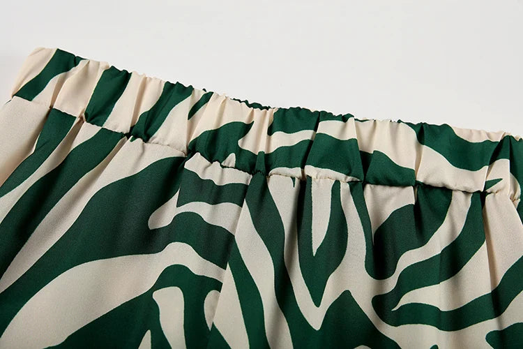 Trendy Print Off Shoulder Shirt and Trouser Set with Long Sleeve Design