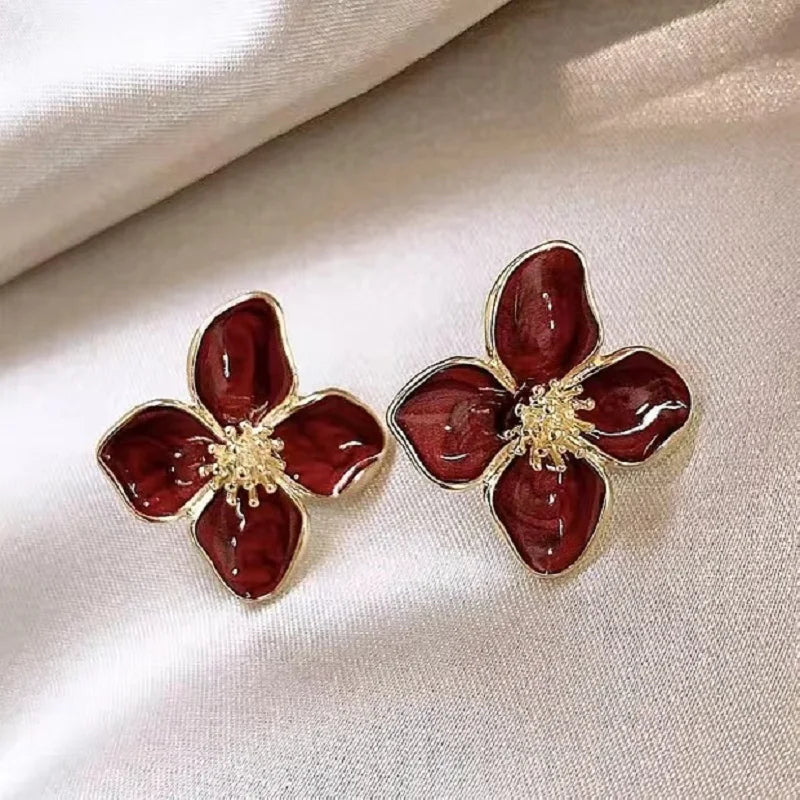 Vintage Flower Stud Earrings for Women Multi-Colored Fashion Jewelry Perfect for Parties and Weddings