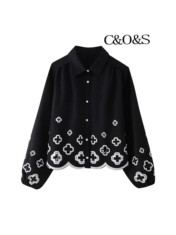 Floral Print Long Sleeve Shirt and High Waisted Trousers Fashion Set