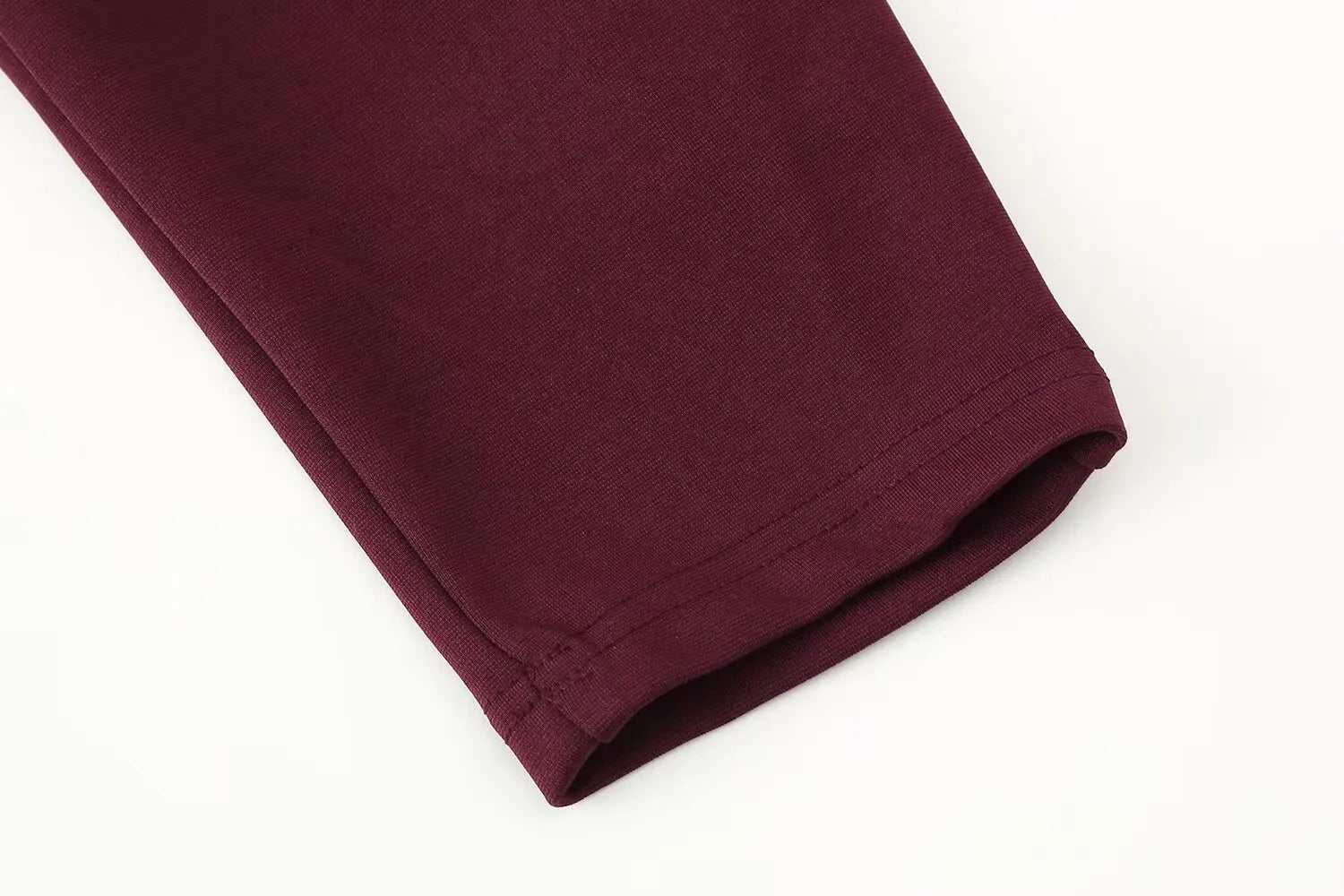 Casual Chic Red Women Elastic Two-Piece Set Long Sleeve Slim O Neck Top with High Waist Wide Leg Pants Stylish Spring Summer Outfit