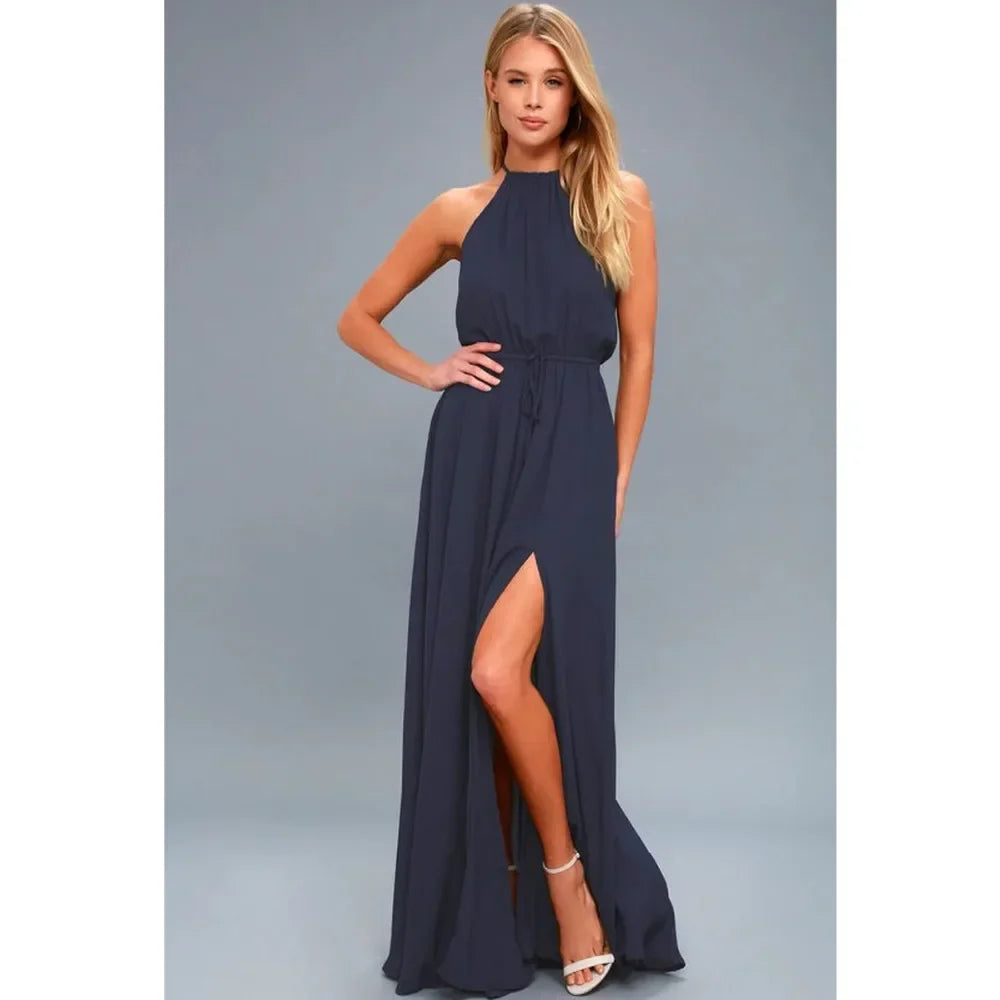 Boho Maxi Dress With High Split For Summer Beach Party