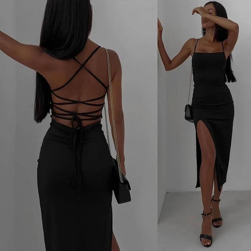 Summer Sleeveless Backless Bandage Bodycon Dress For Women