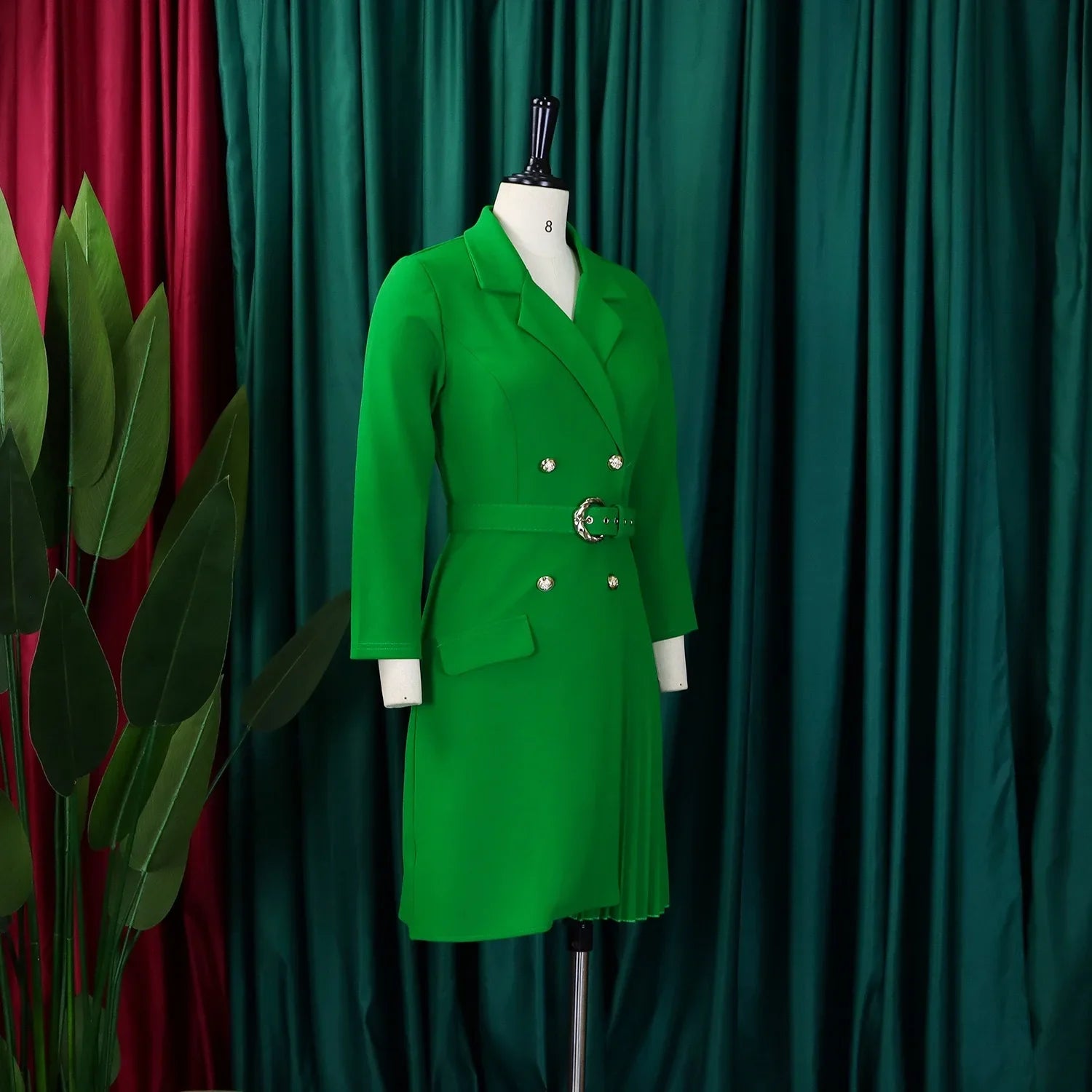 Elegant Blazer Dress For Women Notched Collar Full Sleeve