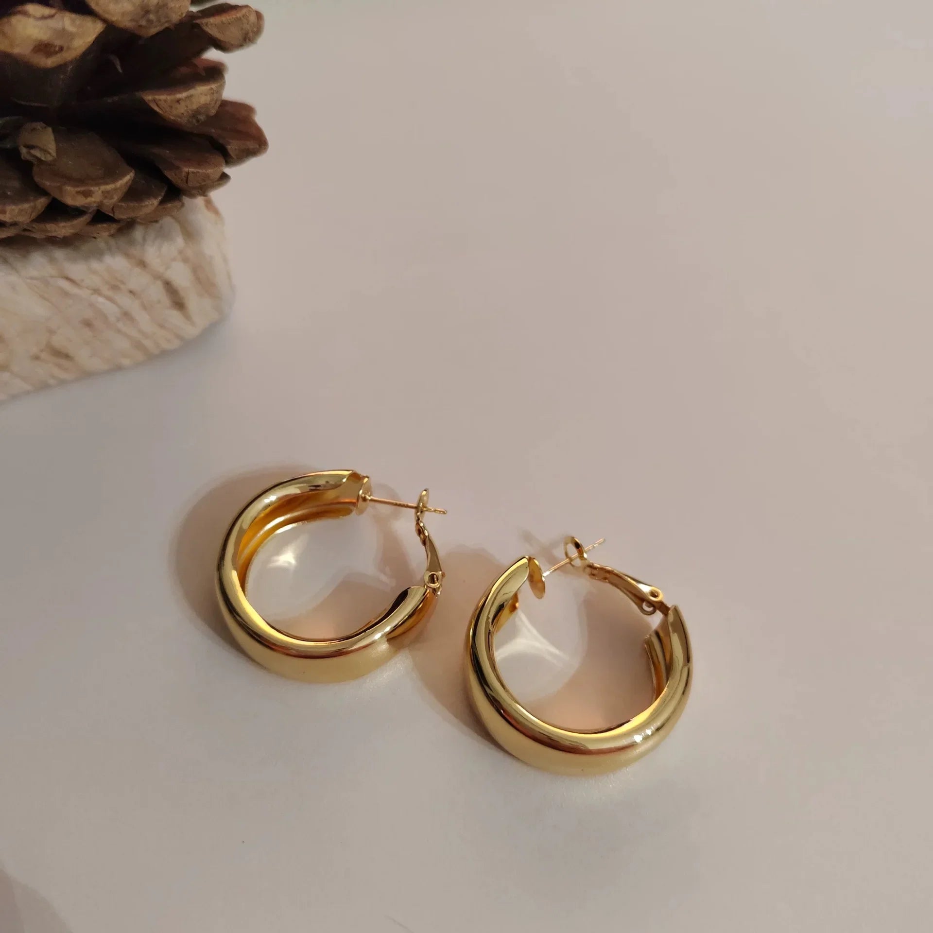 Gold Color Metallic Geometric Hoop Earrings for Women Personalized Irregular Design Party Jewelry