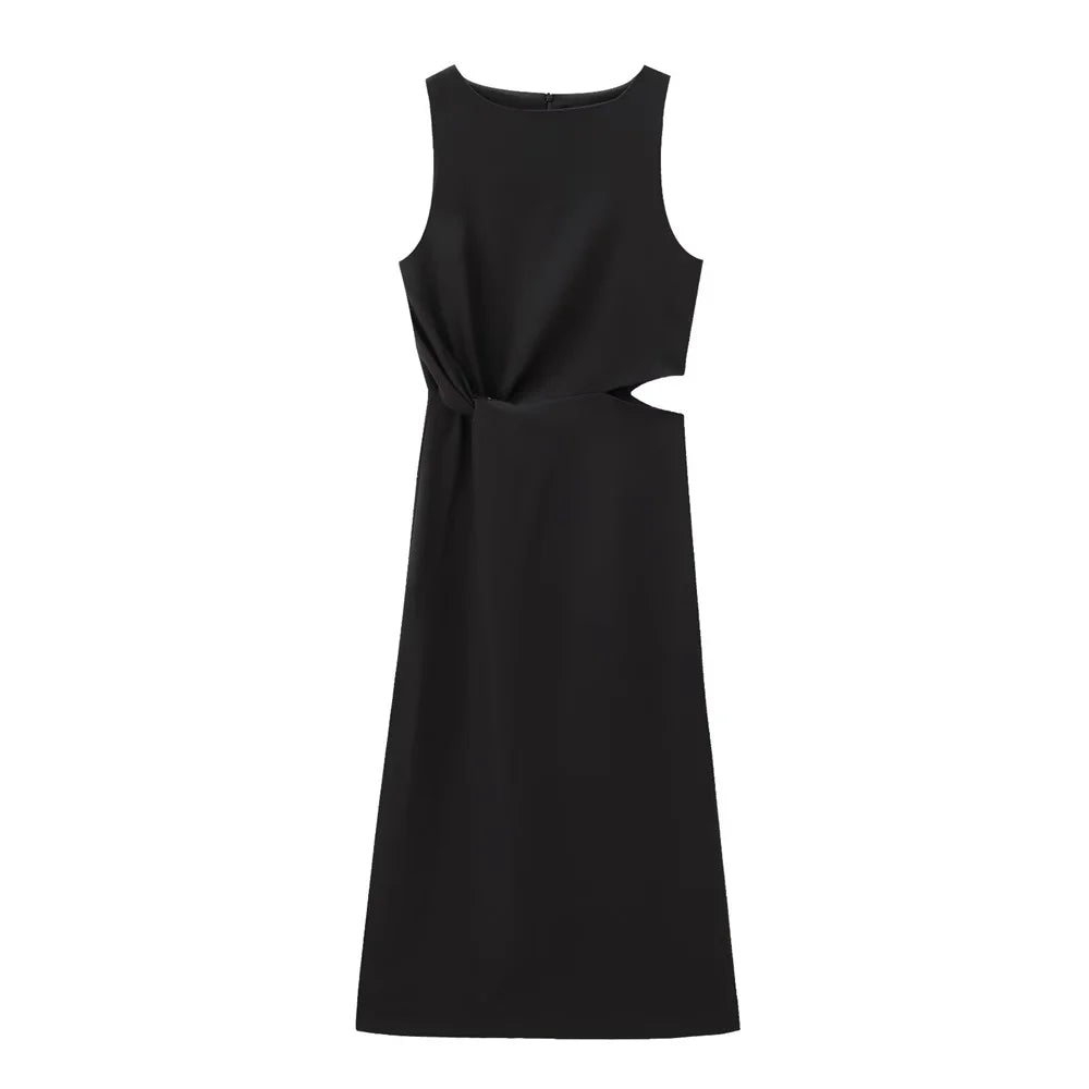 Slim Fit Midi Dress Open Design For Elegant Everyday Wear