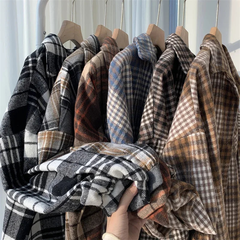 Women's Oversized Plaid Flannel Shacket Button Down Long Sleeve Check Shirt Jacket Cozy Fall Winter Layering Top
