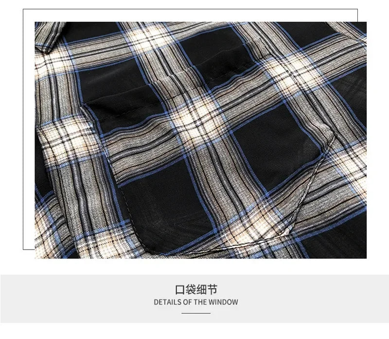 Women's Plaid Long Sleeve Shirt Vintage Button-Up Blouse Casual Lightweight Summer Top