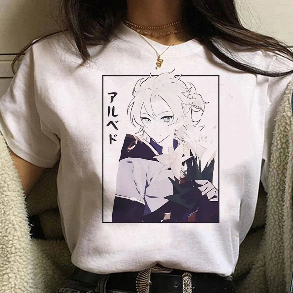 Genshin Impact Women's Comic T Shirt Japanese Style Soft Comfortable Tee