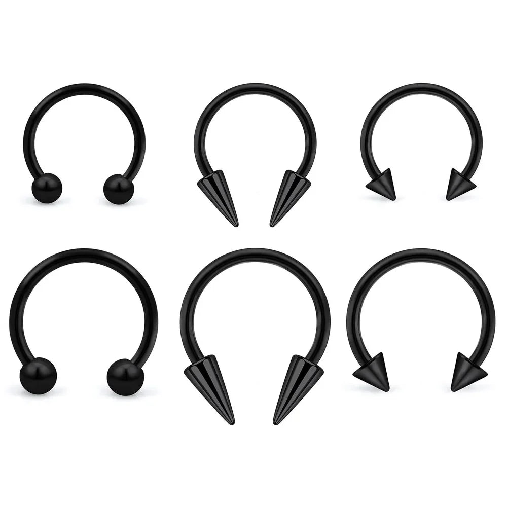 Spike Septum Ring 16G Surgical Steel Piercing Jewelry Vertical Snake Bite Lip Ring for Men and Women 8mm or 10mm