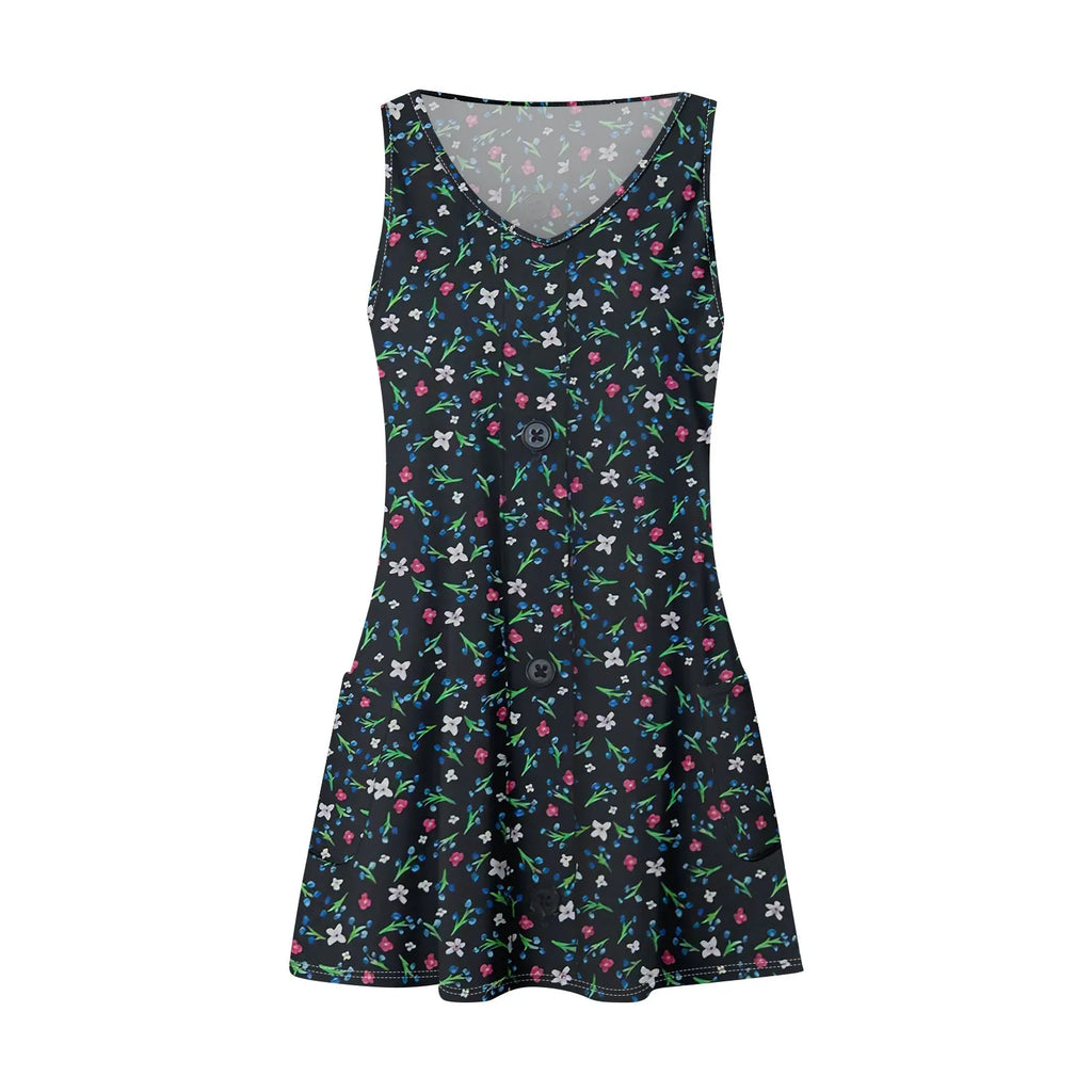 Bohemian Flower Print Beach Dress With Pockets For Women