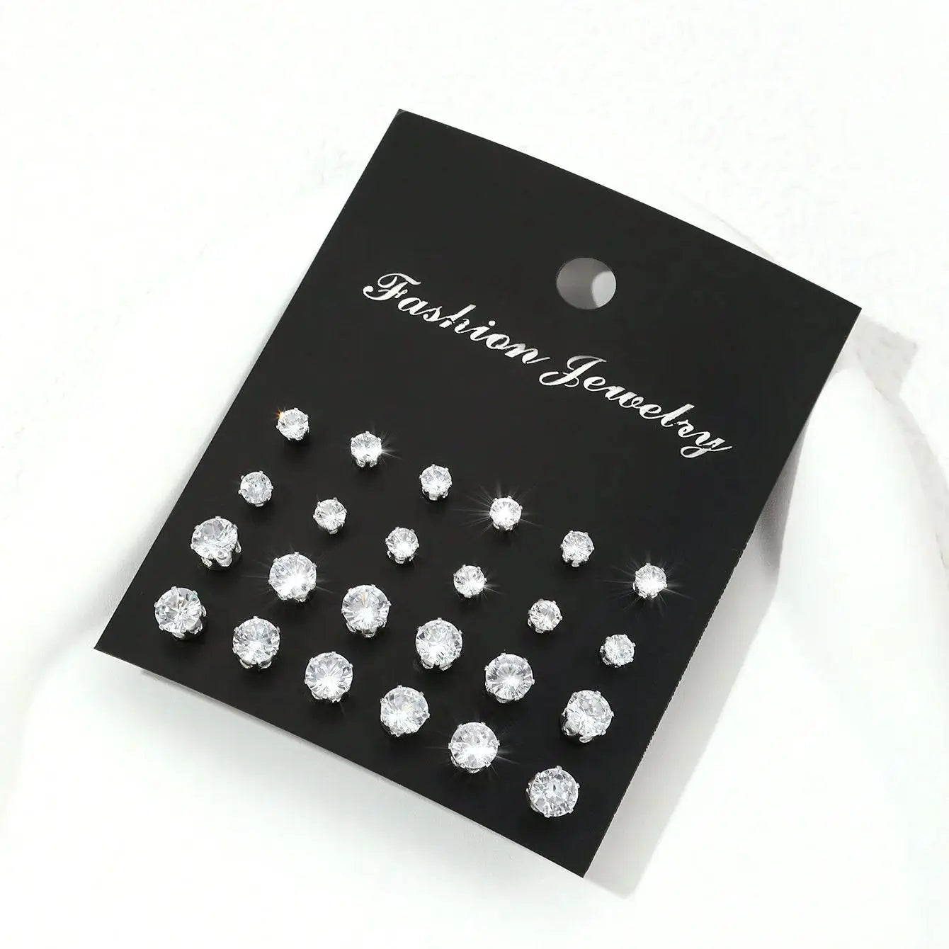 12 Pairs Minimalist Cubic Zirconia Sparkly Earrings for Everyday Wear and Special Occasions