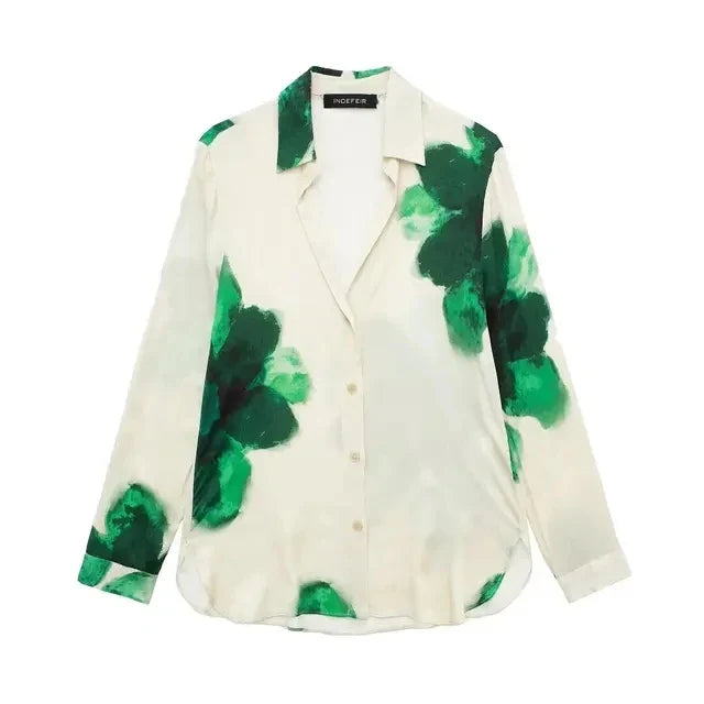 Floral Print Button-Up Shirt and Elastic Waist Wide Leg Pants Summer Set for Women