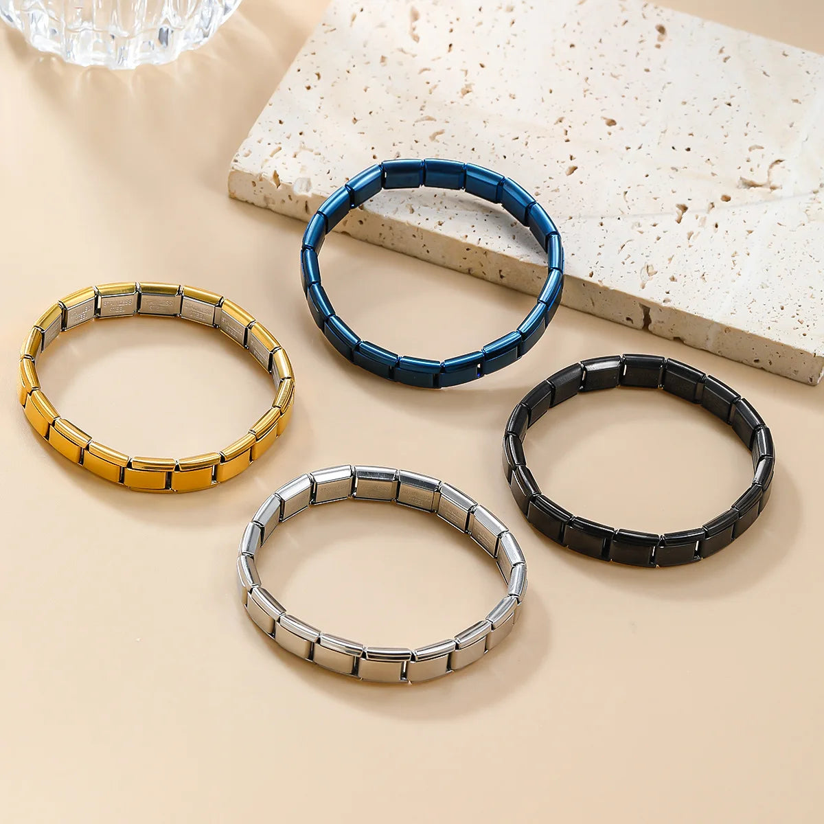 Trendy Square Stainless Steel Bracelets for Men and Women Hip Hop Style Adjustable Jewelry Gift