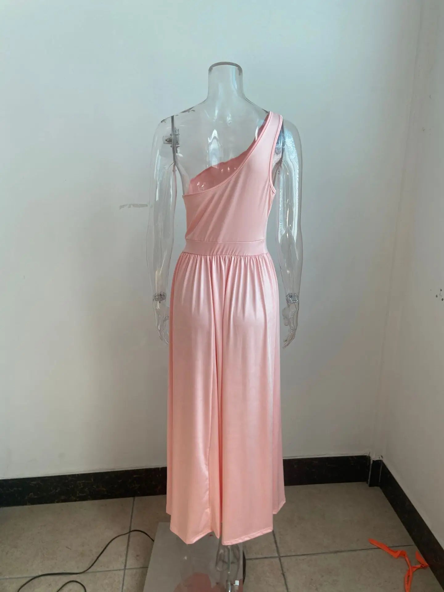 One Shoulder Slit Maxi Dress Elegant Evening Gown For Women