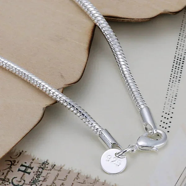 20cm Silver Color 3MM Snake Chain Bracelet for Women Charm Wedding Jewelry