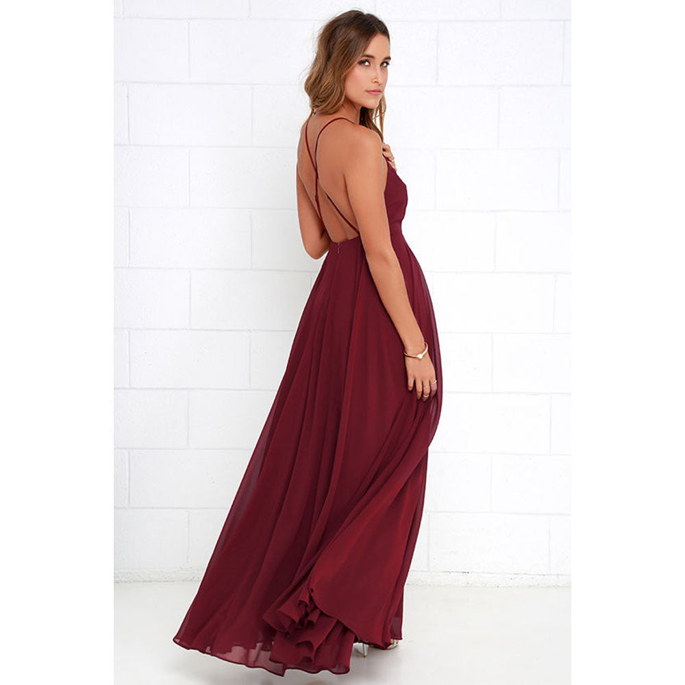 Boho Maxi Dress Sleeveless Summer O Neck Backless Sundress