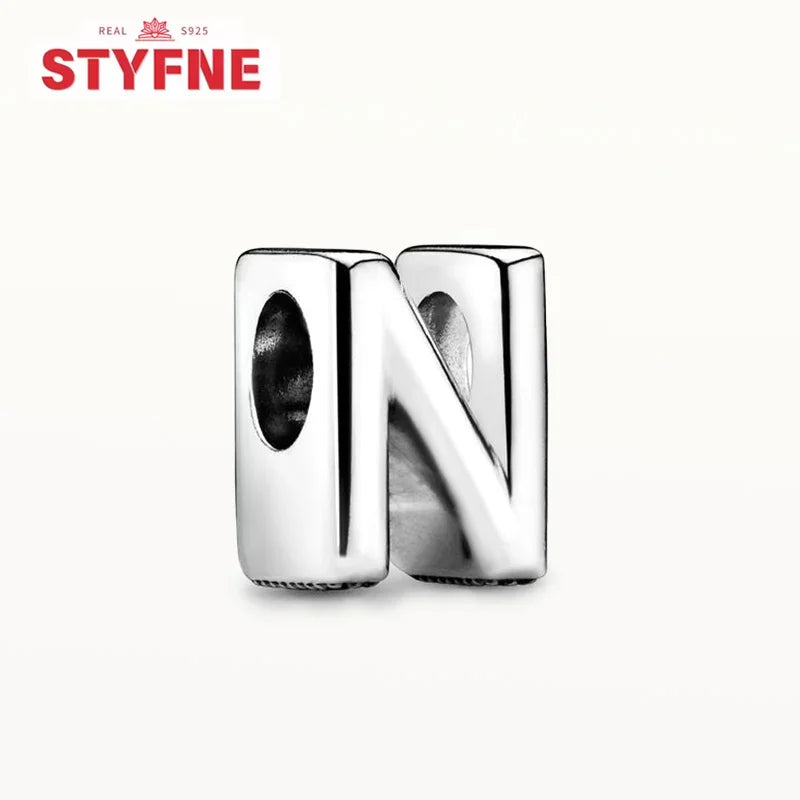 Silver 925 Alphabet Charm Beads A-Z for DIY Jewelry and Bracelet Making Gifts for Women