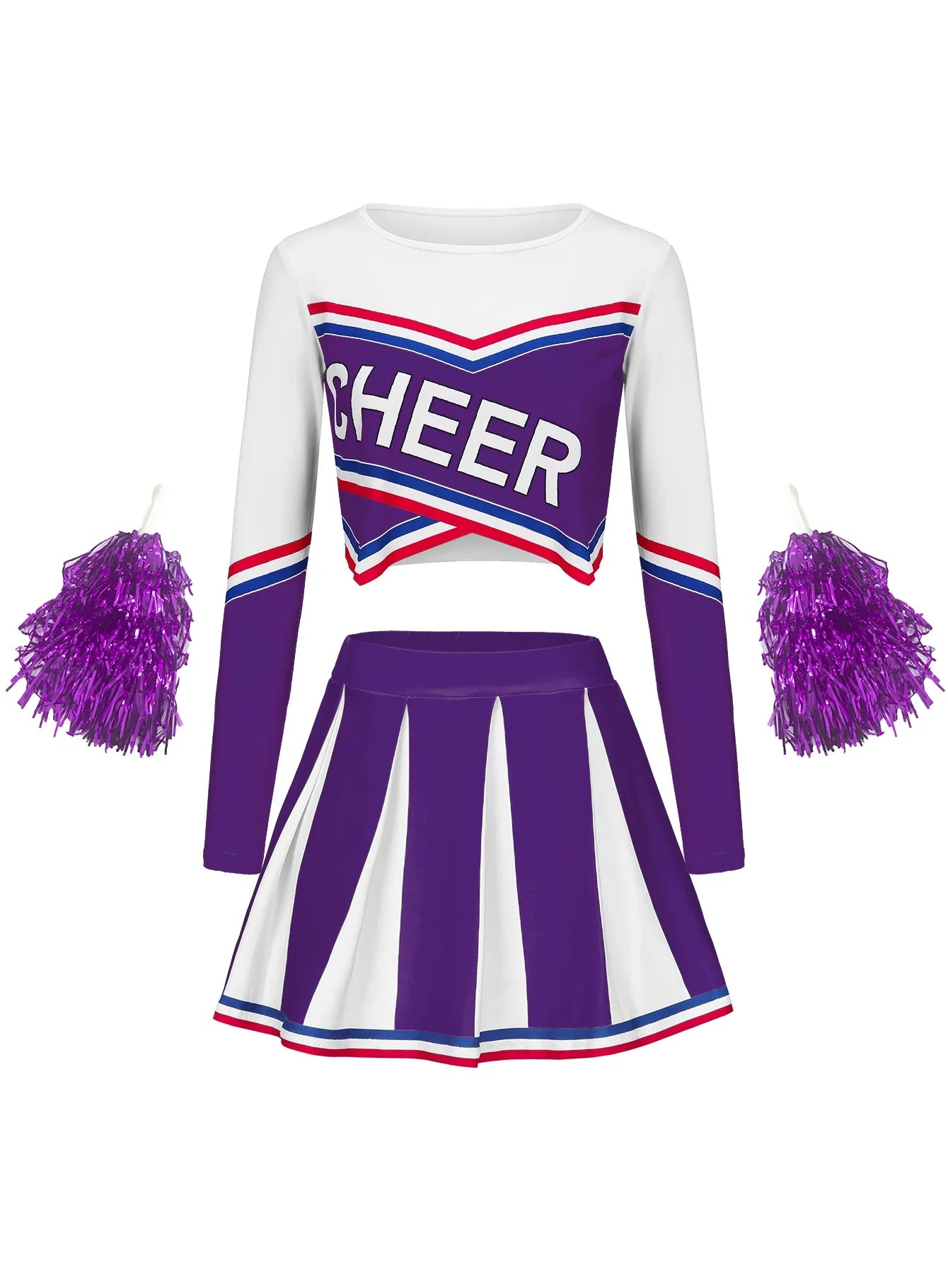 Womens Long Sleeve Cheerleader Dress for Stage Performance