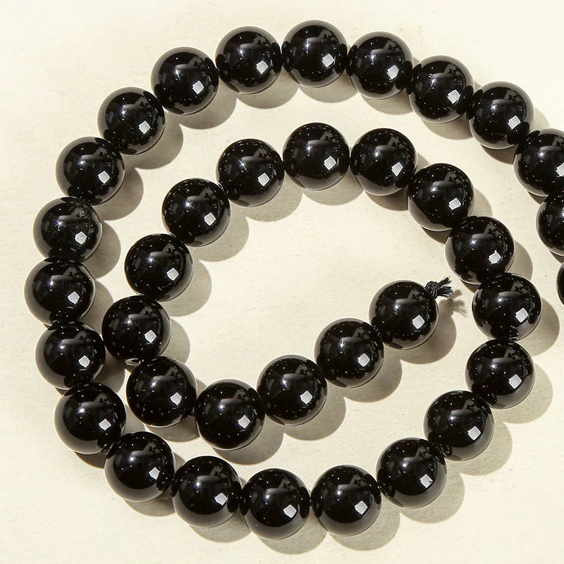 Natural Black Obsidian Beads 4mm 6mm 8mm 10mm Polished Round Loose Spacer Beads for Jewelry Making DIY Necklaces and Bracelets