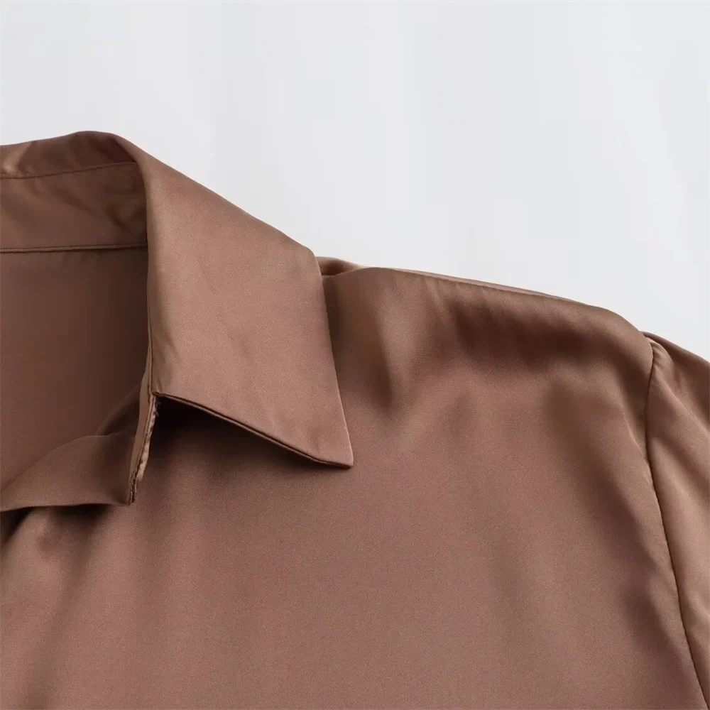 Women's Casual Loose Silk Satin Shirt with Versatile Soft Texture and Elegant Design