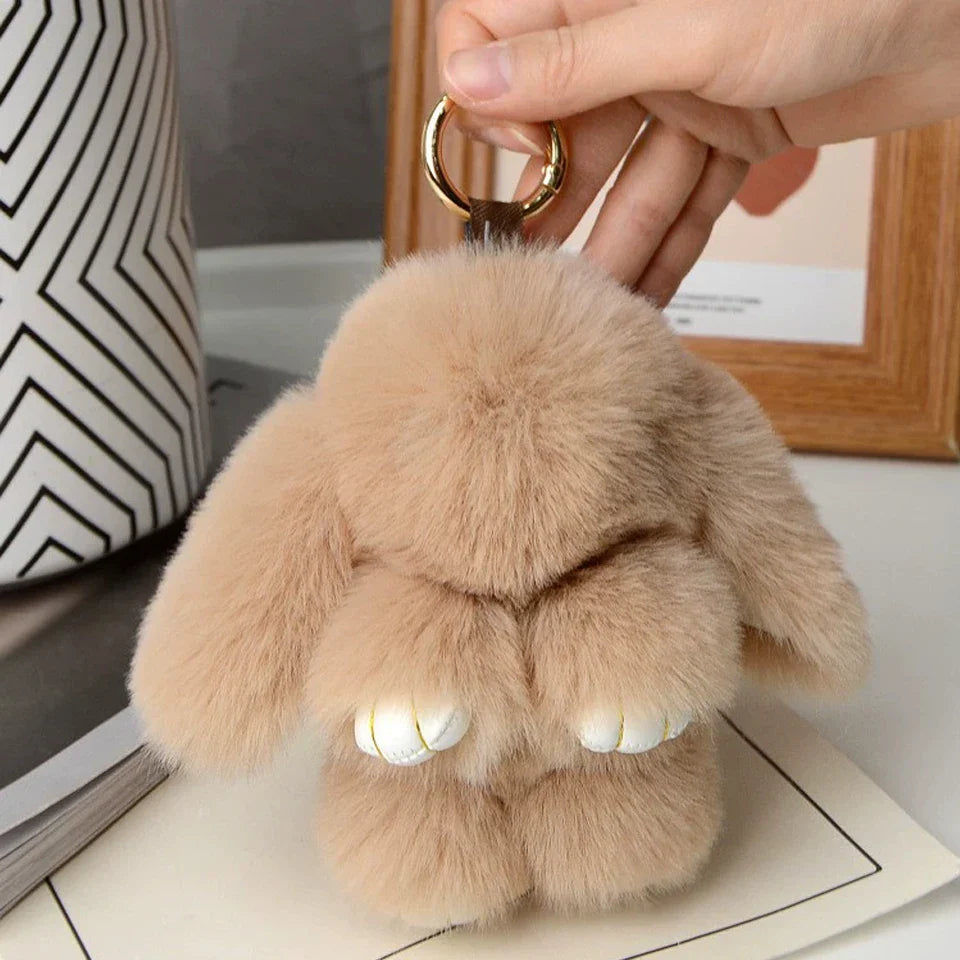 Fluffy Rabbit Fur Pompon Bunny Keychain Soft Cute Rabbit Toy Bag Decoration Gift for Girls