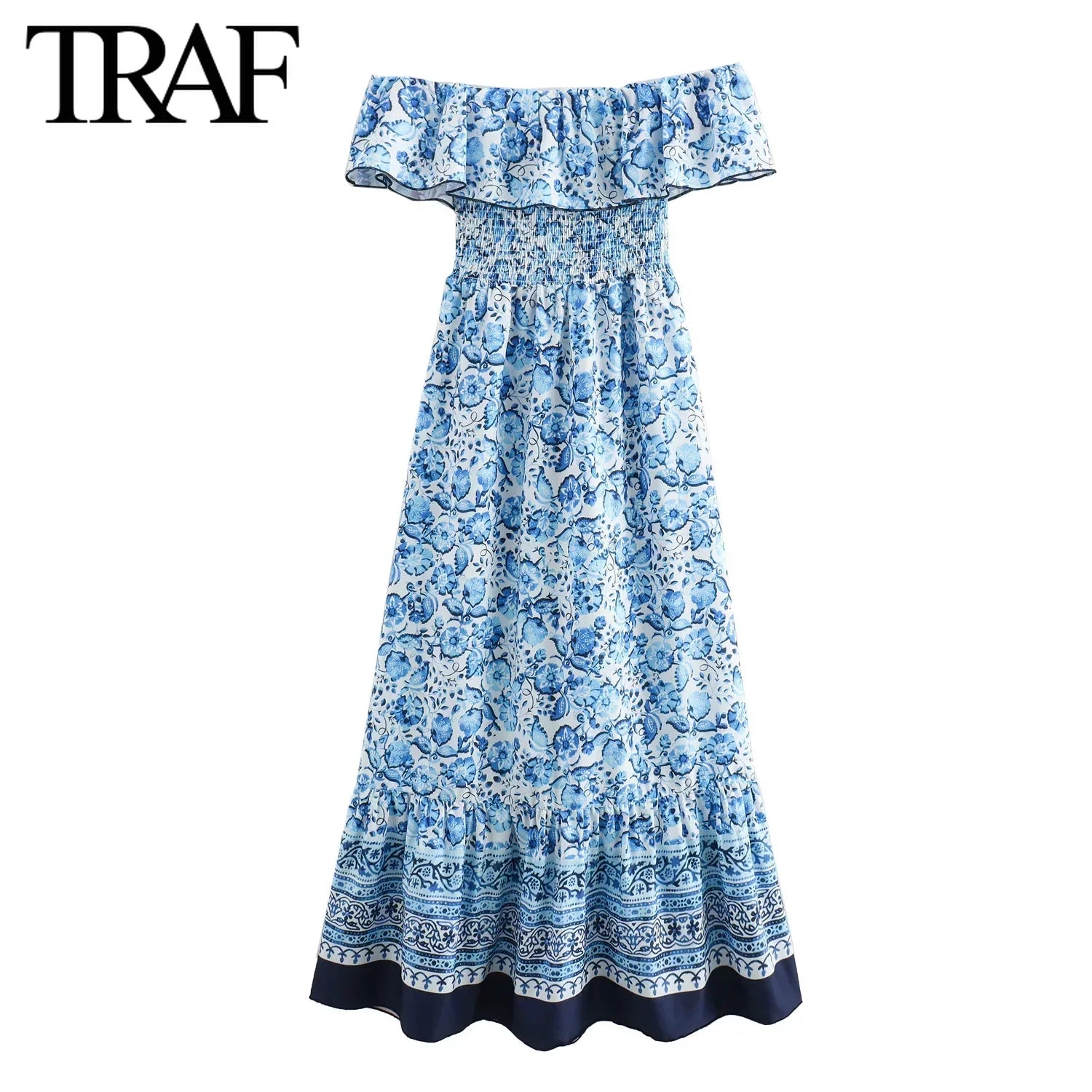 Off Shoulder Floral Print Long Vest Dress For Women