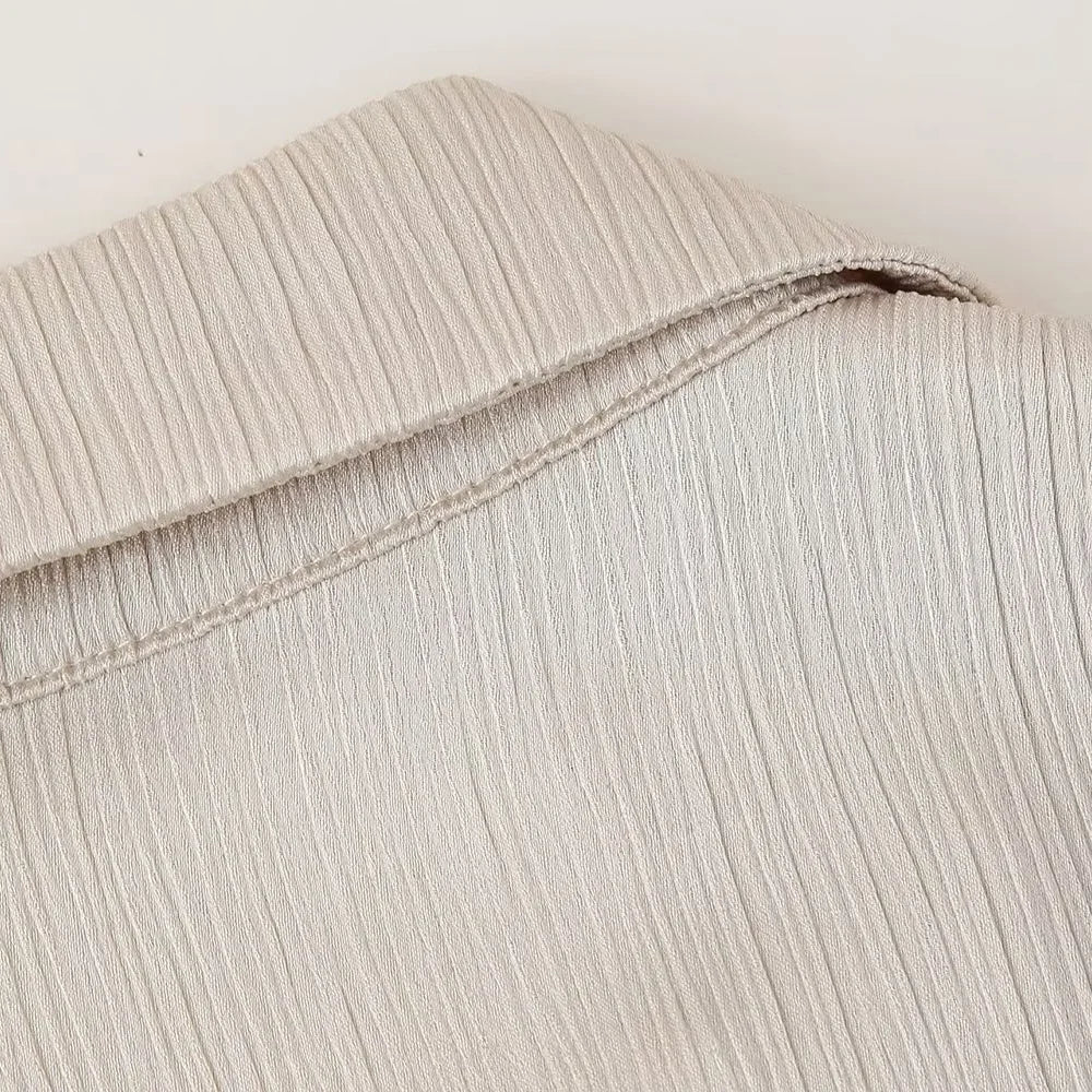 Women's Double Breasted Suit Jacket and Pants Set with Wrinkle Effect for Spring and Summer Fashion