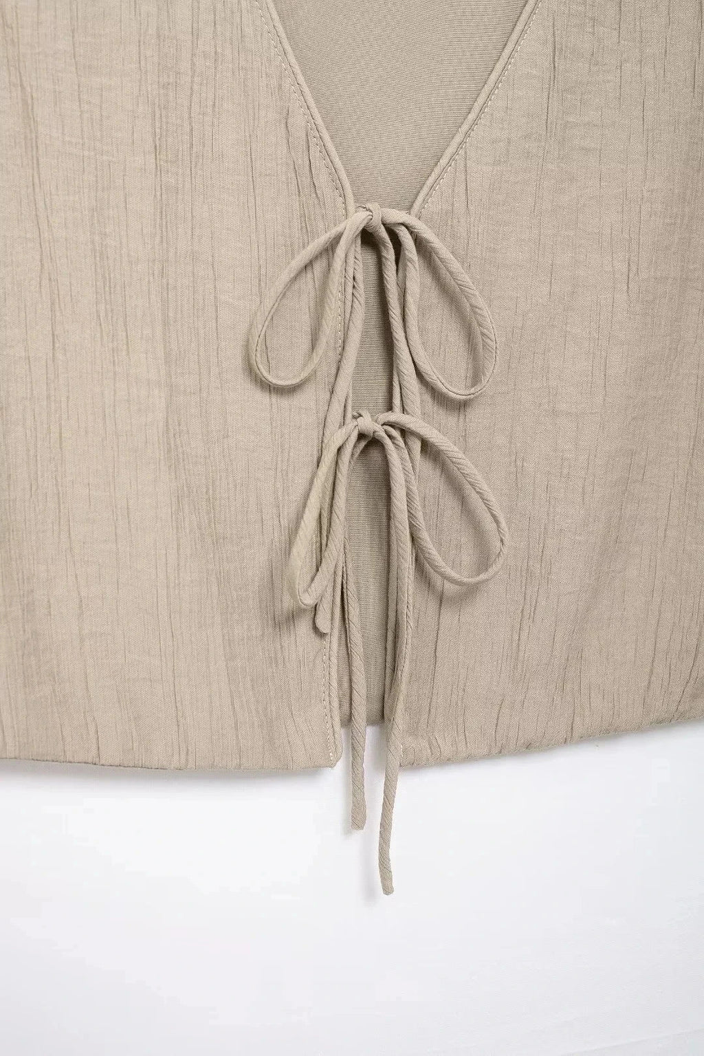 Summer Women's Elegant Solid Color Skirt Set Casual V-neck Bow Lace-Up Sleeveless Crop Vest Top with Loose Drawstring Midi Skirt