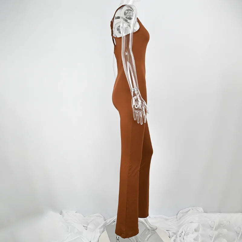 Sexy Sleeveless Hollow Out Bodycon Jumpsuit for Women Summer Backless Romper Casual Streetwear Sporty Overall