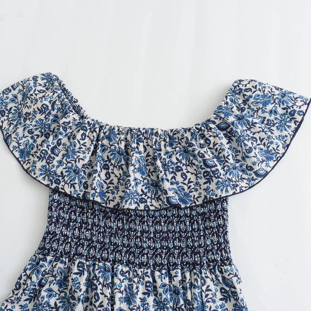 Off Shoulder Floral Print Long Vest Dress For Women