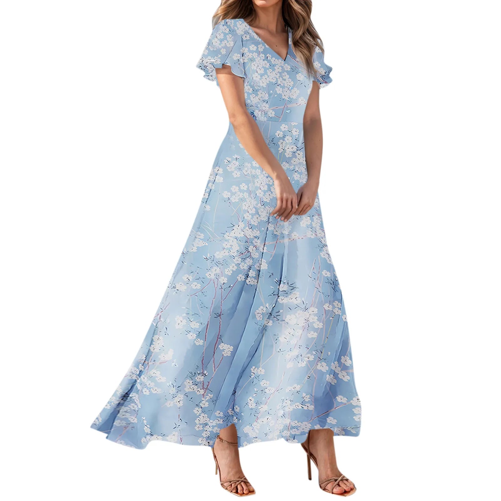 Floral Chiffon Maxi Dress for Summer Wedding Guest Chic