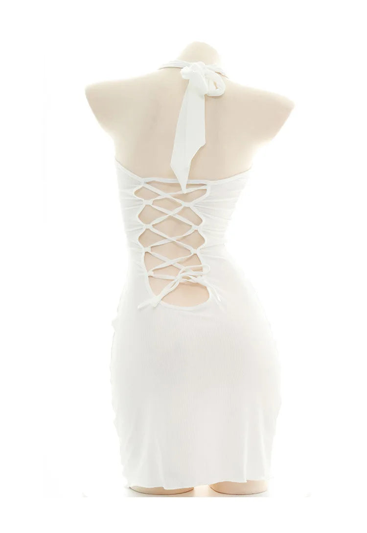 Sexy Halter Neck Knit Mini Dress Backless Bandage Style