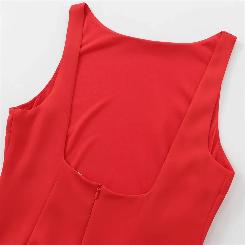 Sleeveless Camisole Dress With Layered Skirt For Autumn