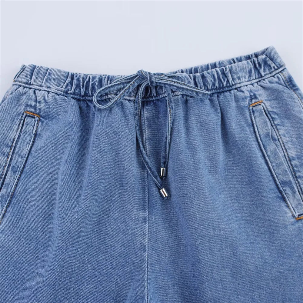 Women's Versatile Denim Long Sleeve Shirt and Pants Set for Casual Spring and Summer Wear